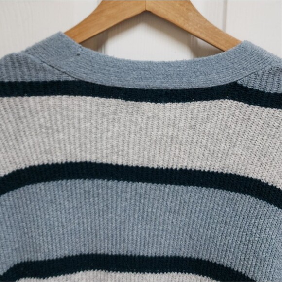 Maurices Cardigan Sweater Womens L Blue Gray Striped Open Front Casual Soft - Picture 4 of 8
